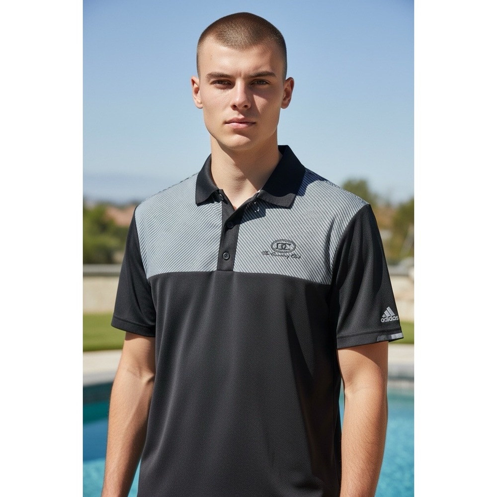 Adidas Men's Climachill The Country Club Golf Dry Fit Black Polo Shirt Medium